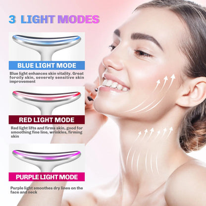 EMS Neck Face Lifting Beauty Device Vibration Massager LED Photon Therapy Skin Tighten Wrinkle Removal Skin Care Tools