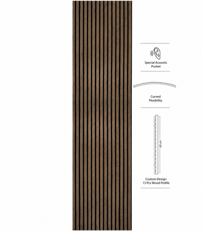 Luxury Dark Antique Acoustic Slat Wood Wall Panels