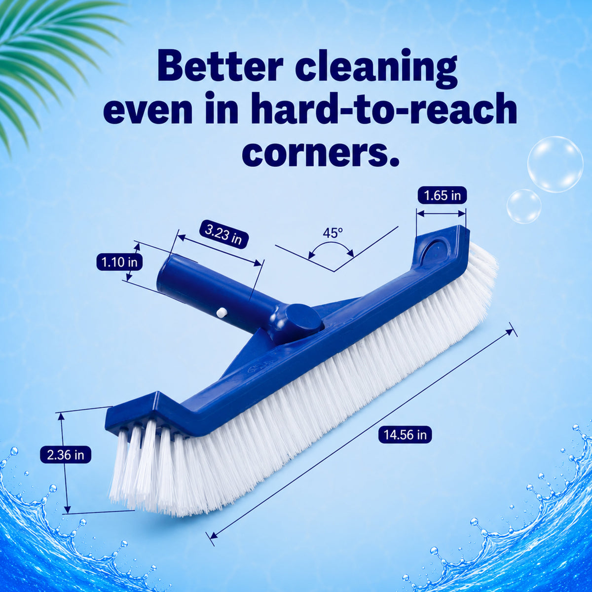 Pool Brush Head with Curved Ends – Brustec Nylon Cleaning Brush for Vinyl, Fiberglass & Above-Ground Pool Walls & Steps, Chlorine Resistant