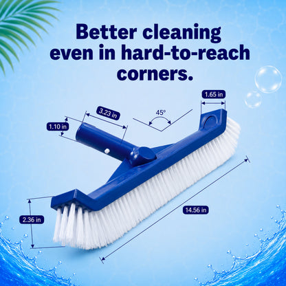 Pool Brush Head with Curved Ends – Brustec Nylon Cleaning Brush for Vinyl, Fiberglass & Above-Ground Pool Walls & Steps, Chlorine Resistant