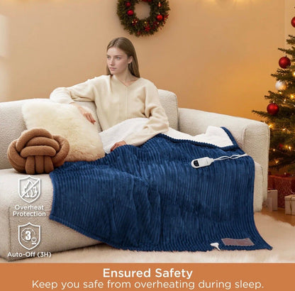 BEDSURE Electric Blanket, Soft Ribbed Flannel, Heating with 4 Time Settings, 6 Heat Levels, 3 hrs Timer Auto Shut Off, GentleSoft™