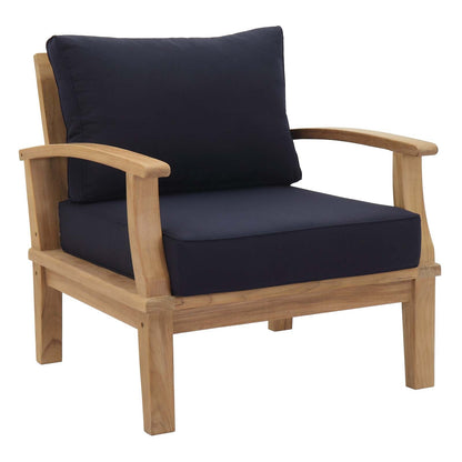 Patio Teak Set - Patio Elegance Marina 10-Piece Outdoor Set with Navy Cushions