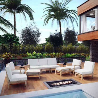Patio Elegance Outdoor Lounge Set - Marina 9-Piece Teak Collection by Modway