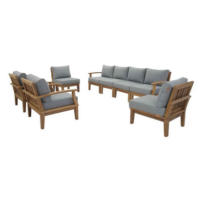 Patio Teak Sectional Set - Patio Elegance Marina 8-Piece Outdoor Teak Sectional Set by Modway