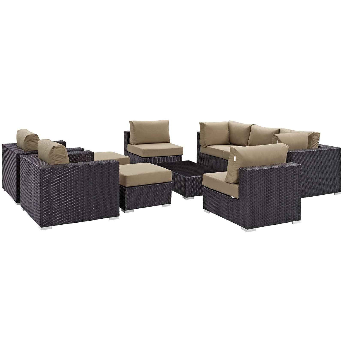 Patio Elegance Outdoor Sectional Set - 10-Piece Convene Lounge Set by Modway
