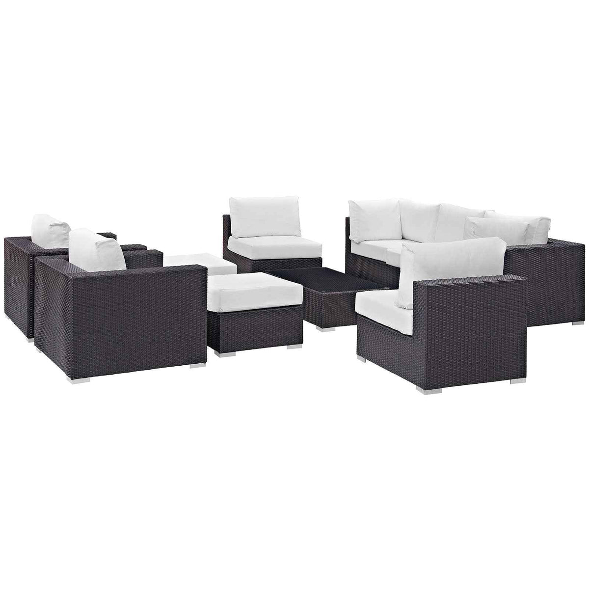 Patio Elegance Outdoor Sectional Set - 10-Piece Convene Lounge Set by Modway