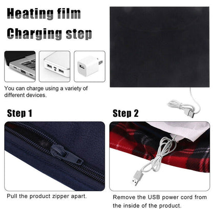 Portable USB Electric Heated Blanket Car Office Use Warm Blanket Heater With Pocketed Winter Home Baby Polyster Carpet 88x65cm