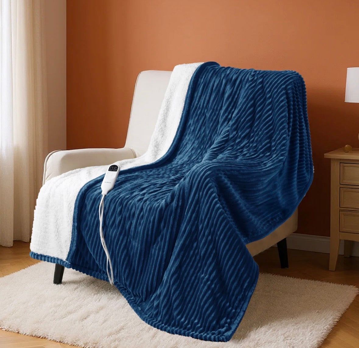 BEDSURE Electric Blanket, Soft Ribbed Flannel, Heating with 4 Time Settings, 6 Heat Levels, 3 hrs Timer Auto Shut Off, GentleSoft™