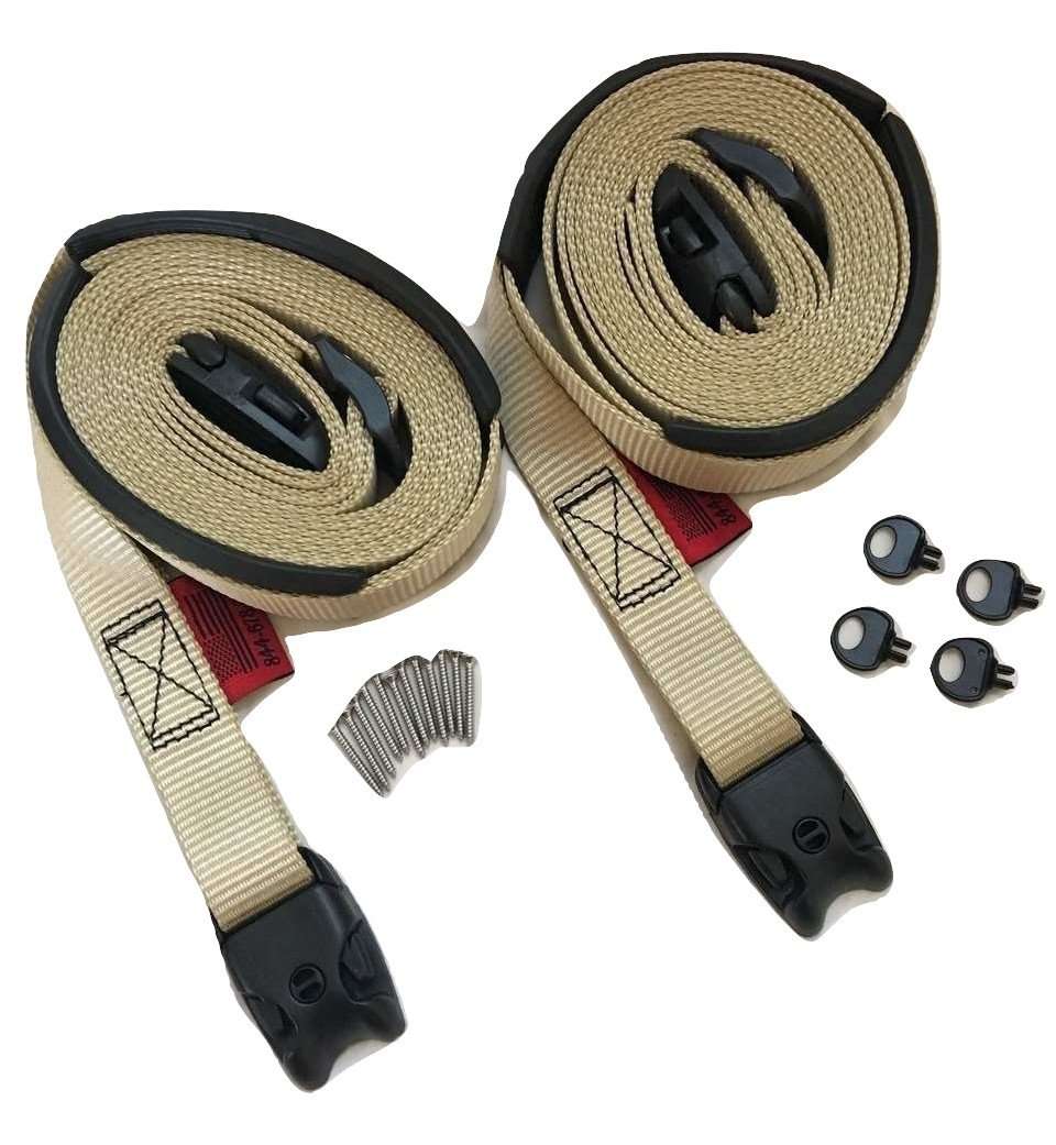 10 Ft Tan ACW Buckle Spa Hot Tub Cover Adjustable Wind Straps | 2 COMPLETE KITS