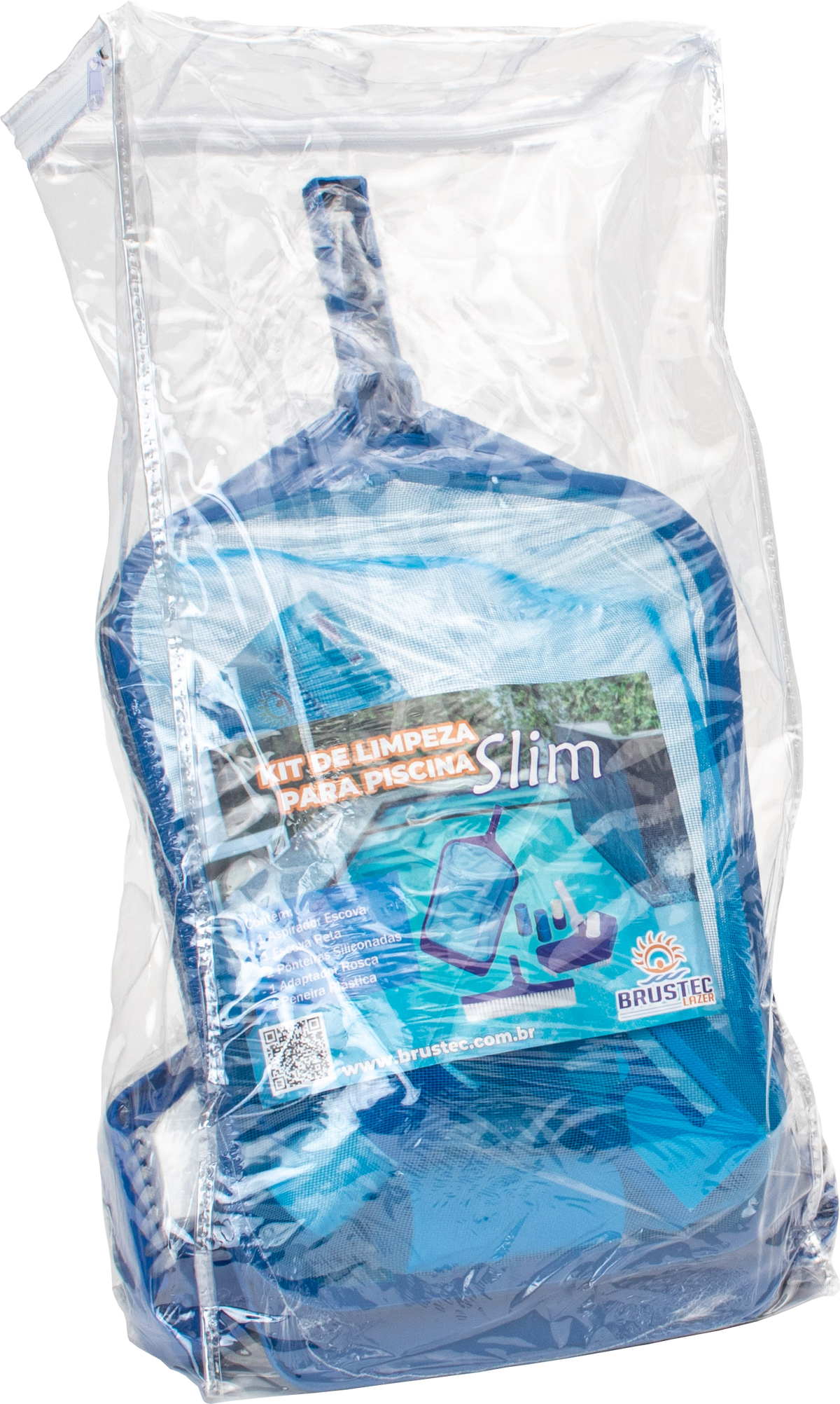Slim Pool Cleaning Accessory Kit – Brustec Set with Leaf Skimmer with Reinforced Mesh, Weighted Vacuum Head & Wall Brush fo Vinyl, Fiberglass, Concrete Pools, In-Ground & Above Ground, Hot Tub/Spa, Fits Standard Poles & Hoses