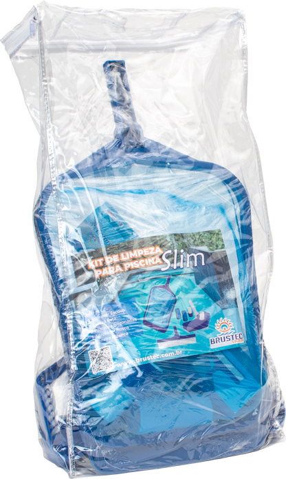 Slim Pool Cleaning Accessory Kit – Brustec Set with Leaf Skimmer with Reinforced Mesh, Weighted Vacuum Head & Wall Brush fo Vinyl, Fiberglass, Concrete Pools, In-Ground & Above Ground, Hot Tub/Spa, Fits Standard Poles & Hoses
