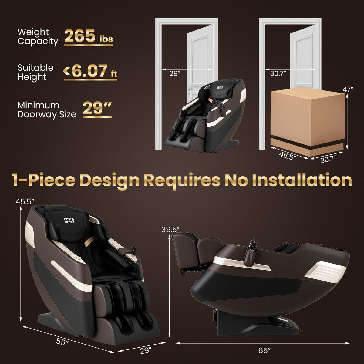 Relaxation 44 - Fully Body Massage Chair with Airbags and Waist Heater