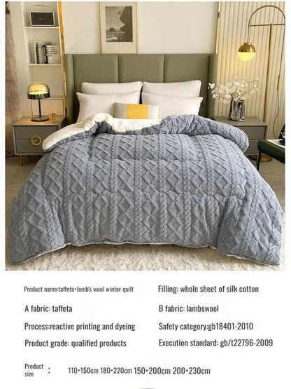 Double-Sided Velvet Thickened Blanket – Warm Lamb Fleece Quilt Core