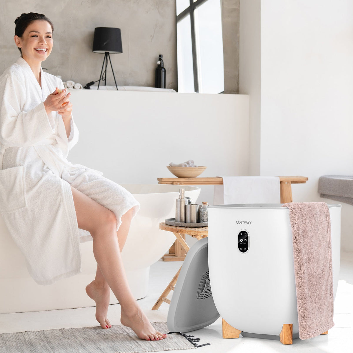 20L Towel Warmer Bucket with PTC Air Heater for Rapid and Even Heating-White