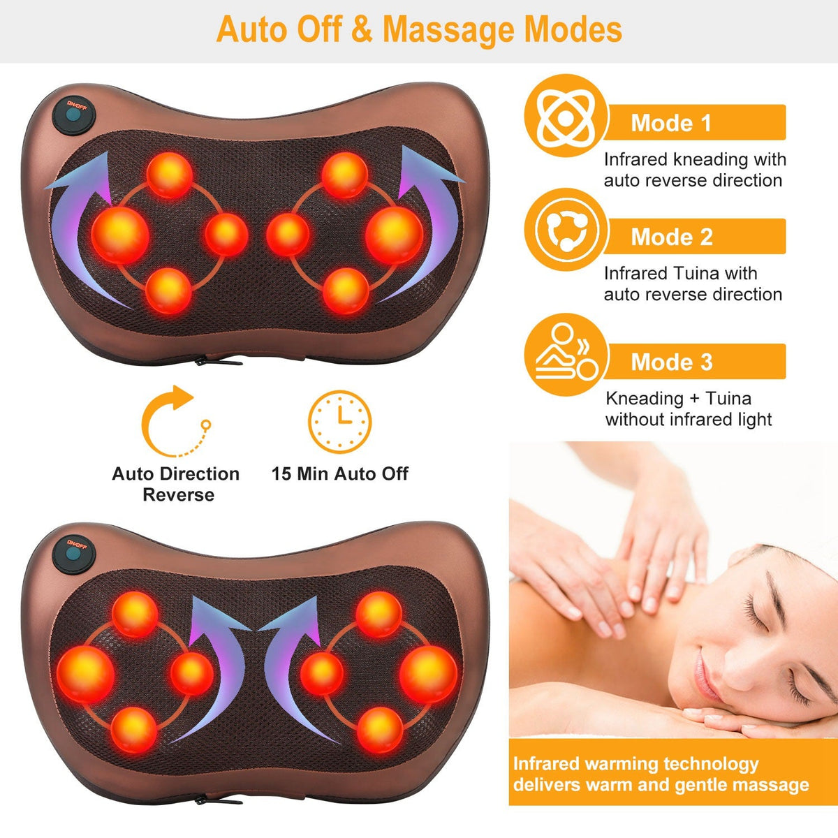 Back Neck Massage Pillow Thermotherapy