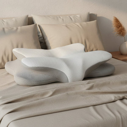 Memory Foam Butterfly Cervical Pillow – Slow Rebound, Breathable, 3 Fabric Options