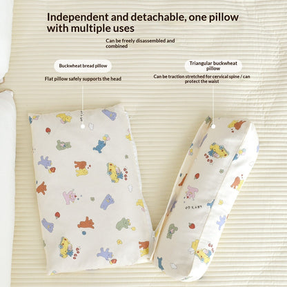 Cotton Neck Pillow with Removable Cushion, 42 × 43 × 4 cm