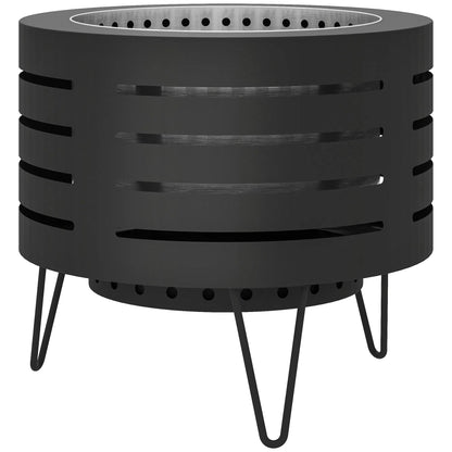 Round Fire Pit with Fire Poker Portable Wood Burning Firepit with Ash Tray and