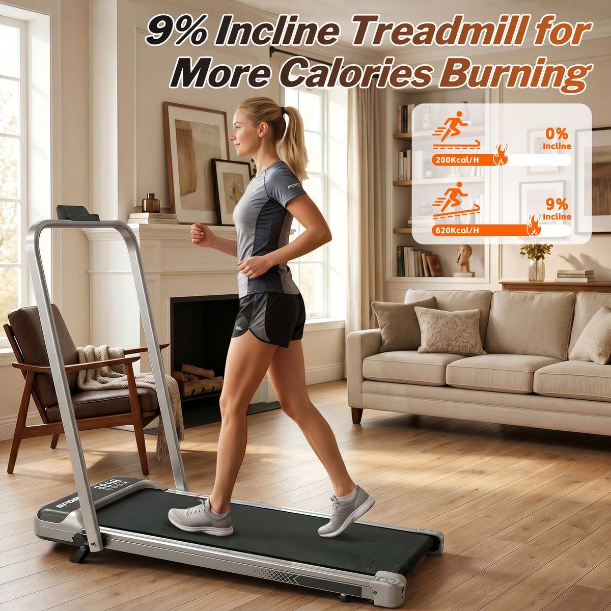 3-In-1 Under Desk Treadmill with Incline - Antique Silver