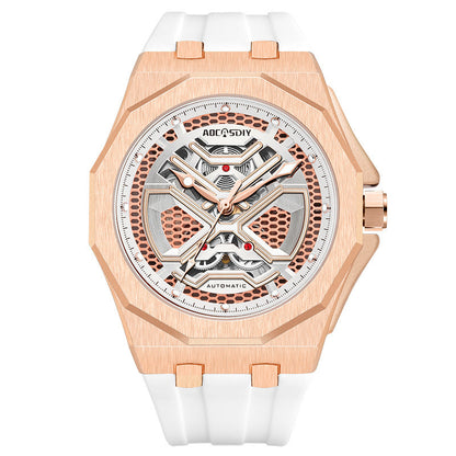 Trendy Hollow Mechanical Watch With Luminous Display And Water Resistance For Men