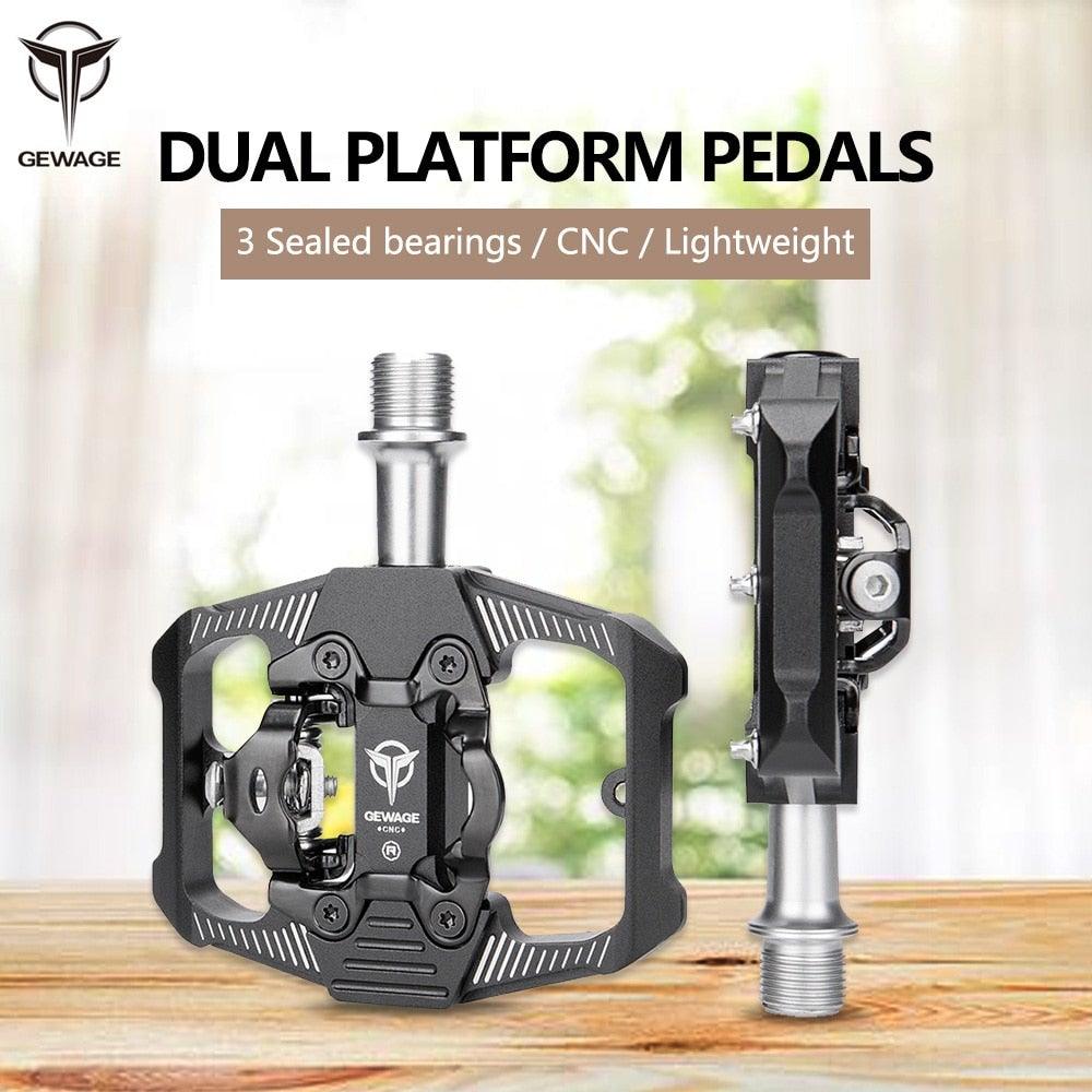 Bicycle Lock Pedal 2 In 1 With Free Cleat For Road Bikes Aluminum Anti-slip Sealed Bearing Lock Accessories Bike Clip In Pedals Cleats Included Suitable For Spin Bike Exercise Bike Indoor Bike