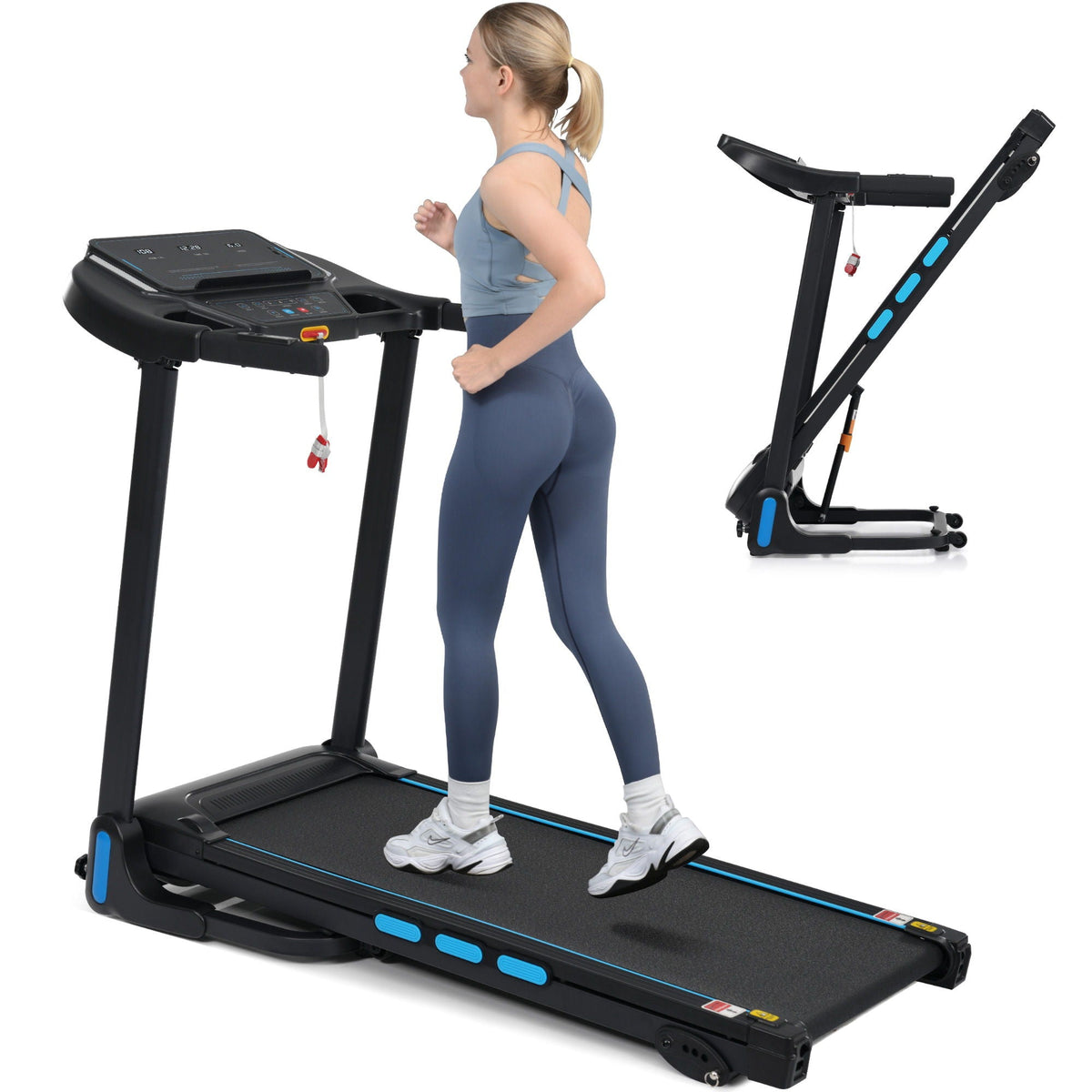3.5Hp Hydraulic System Auto Foldable Treadmill with Incline - Black