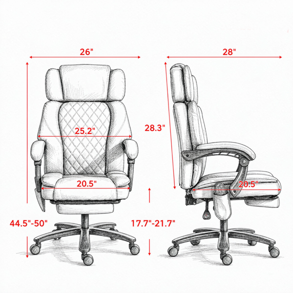 Massage Office Chair, 400lbs Capacity Desk Chair With Heat, Adjustable Headrest, Reclining & Footrest, Light Gray