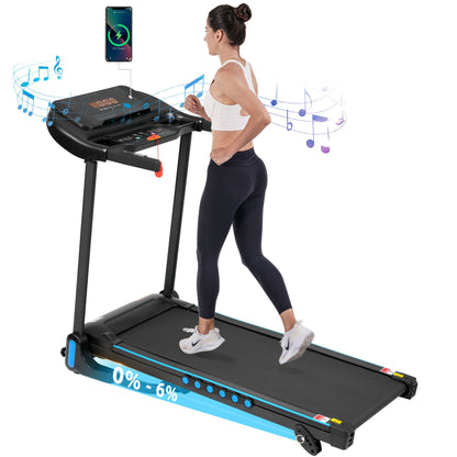 Incline Treadmill for Running & Walking with Hydraulic Folding - Black