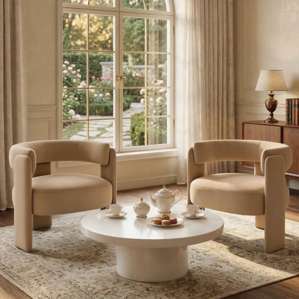 Accent Chair for Living Room Velvet Comfy Single Sofa Chair Mid-century Modern