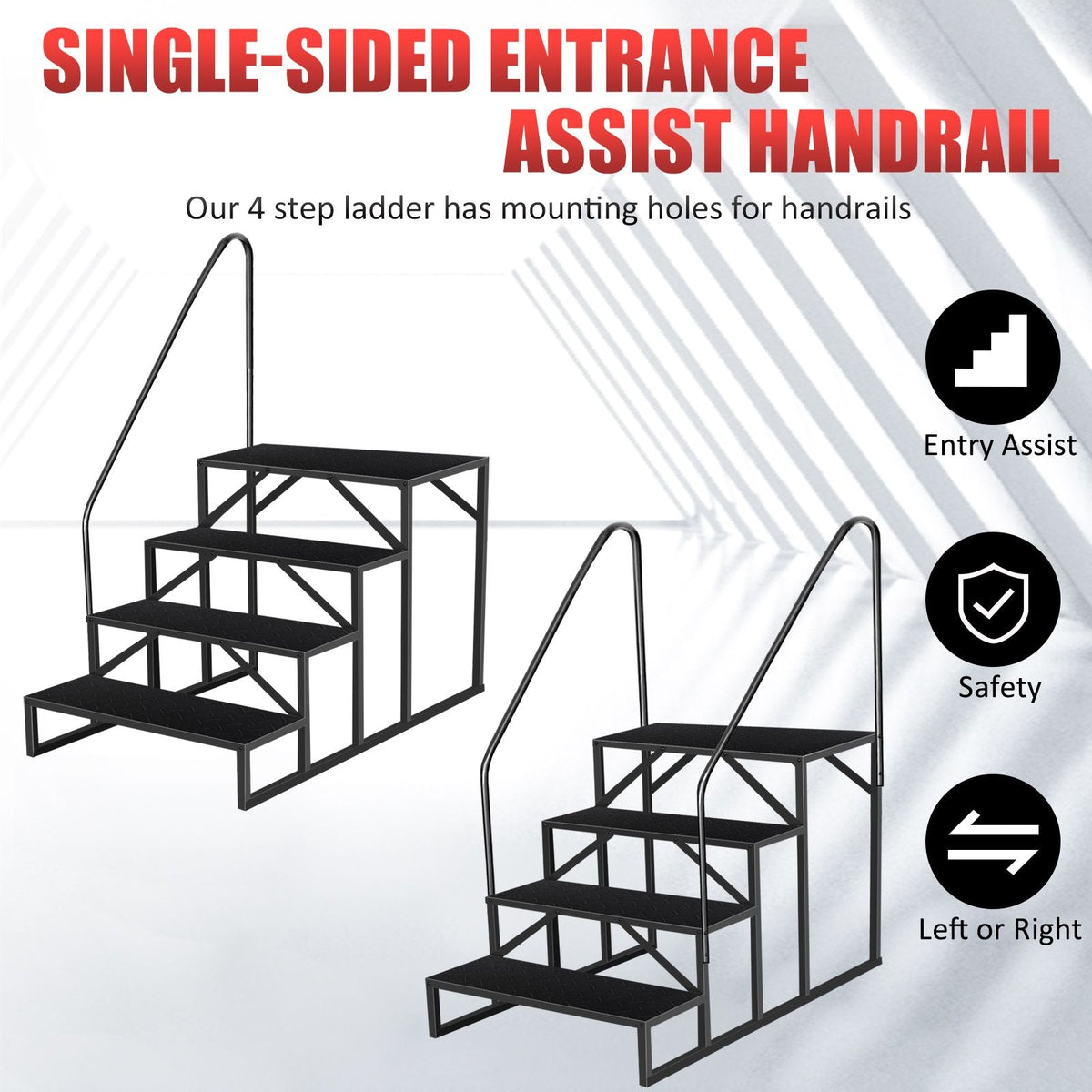 Hot Tub Steps Outdoor, 2 RV Steps with Handrail, Portable RV Stairs 3 Step, Heavy Duty Truck Camper Steps Ladders for Travel Trailers, 5th Wheel, Motor Home, Spa, and Porch