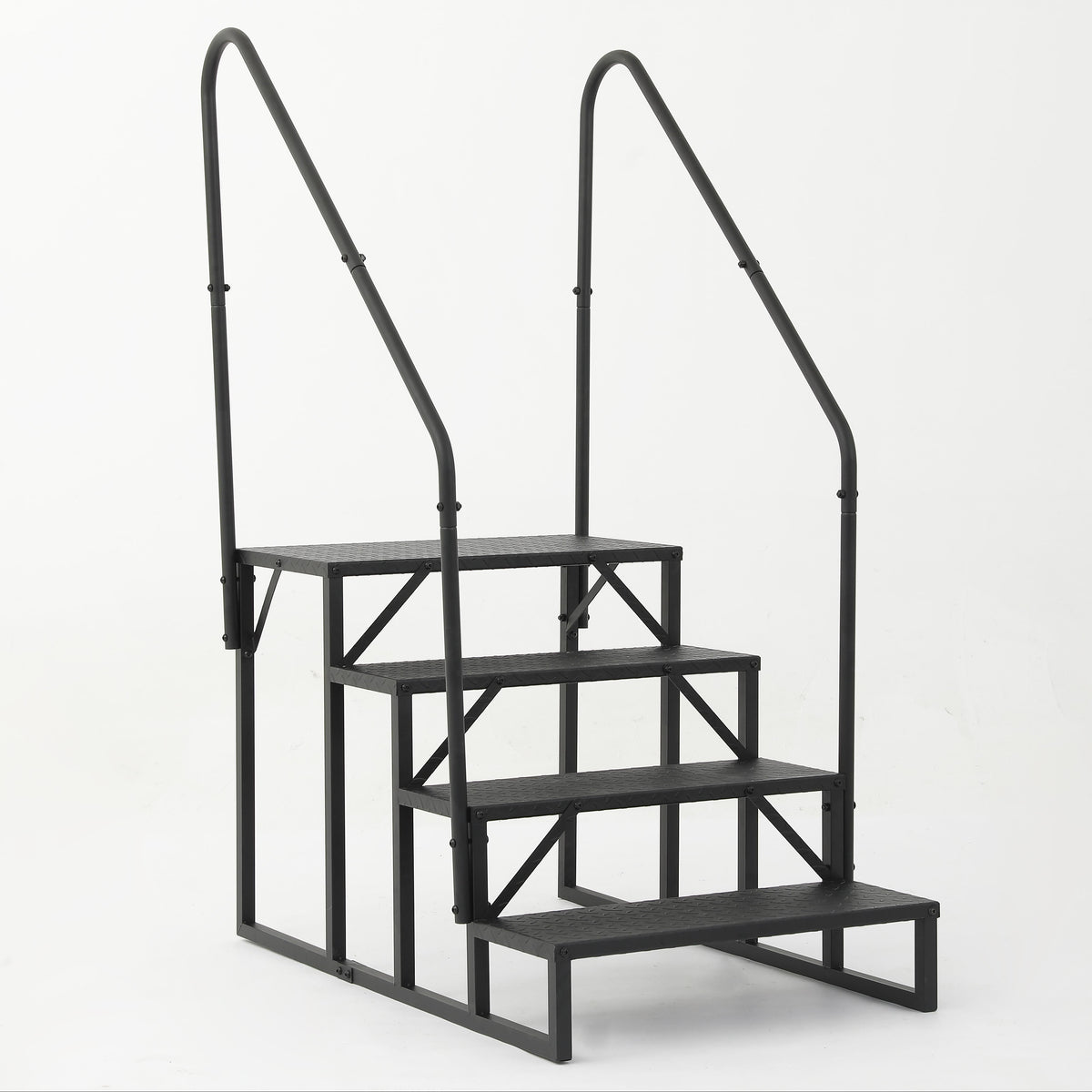 Hot Tub Steps Outdoor, 2 RV Steps with Handrail, Portable RV Stairs 3 Step, Heavy Duty Truck Camper Steps Ladders for Travel Trailers, 5th Wheel, Motor Home, Spa, and Porch