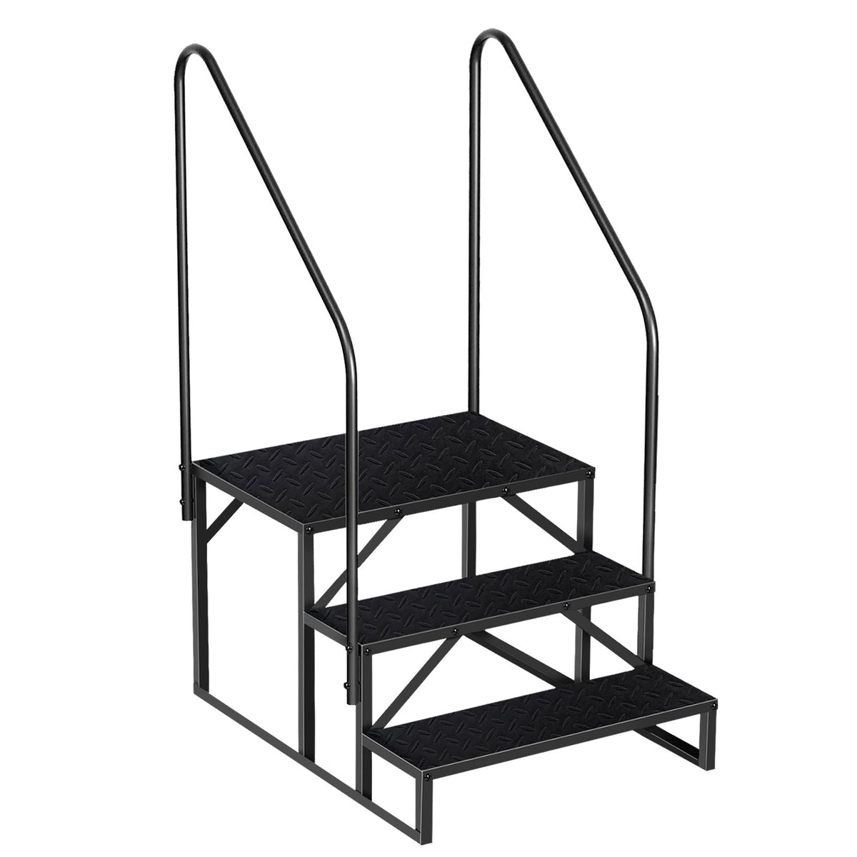Hot Tub Steps Outdoor, 2 RV Steps with Handrail, Portable RV Stairs 3 Step, Heavy Duty Truck Camper Steps Ladders for Travel Trailers, 5th Wheel, Motor Home, Spa, and Porch