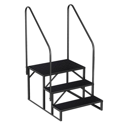 Hot Tub Steps Outdoor, 2 RV Steps with Handrail, Portable RV Stairs 3 Step, Heavy Duty Truck Camper Steps Ladders for Travel Trailers, 5th Wheel, Motor Home, Spa, and Porch