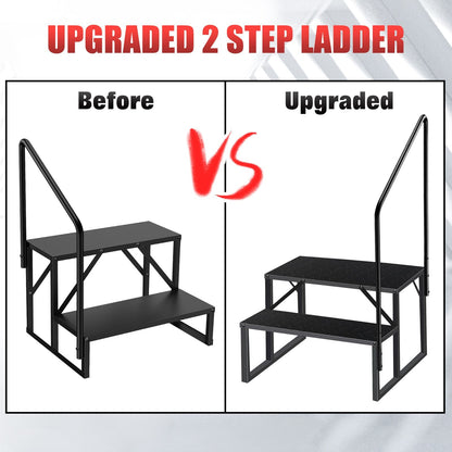 Hot Tub Steps Outdoor, 2 RV Steps with Handrail, Portable RV Stairs 3 Step, Heavy Duty Truck Camper Steps Ladders for Travel Trailers, 5th Wheel, Motor Home, Spa, and Porch