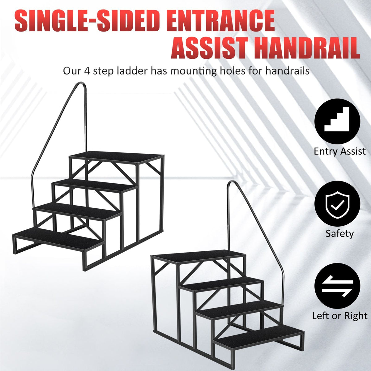Hot Tub Steps Outdoor, 2 RV Steps with Handrail, Portable RV Stairs 3 Step, Heavy Duty Truck Camper Steps Ladders for Travel Trailers, 5th Wheel, Motor Home, Spa, and Porch