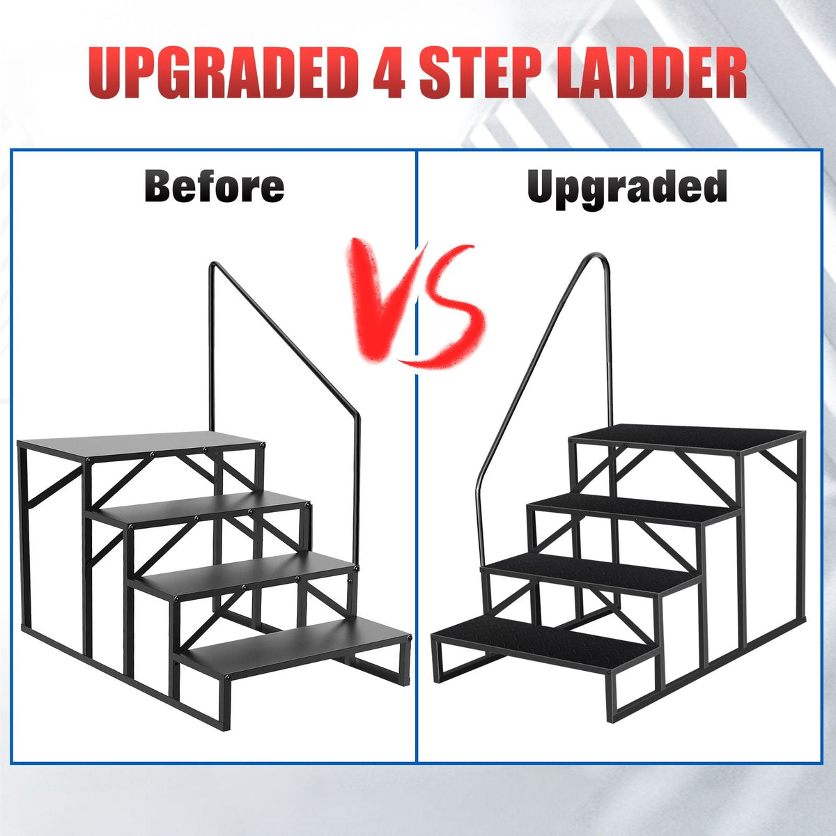 Hot Tub Steps Outdoor, 2 RV Steps with Handrail, Portable RV Stairs 3 Step, Heavy Duty Truck Camper Steps Ladders for Travel Trailers, 5th Wheel, Motor Home, Spa, and Porch
