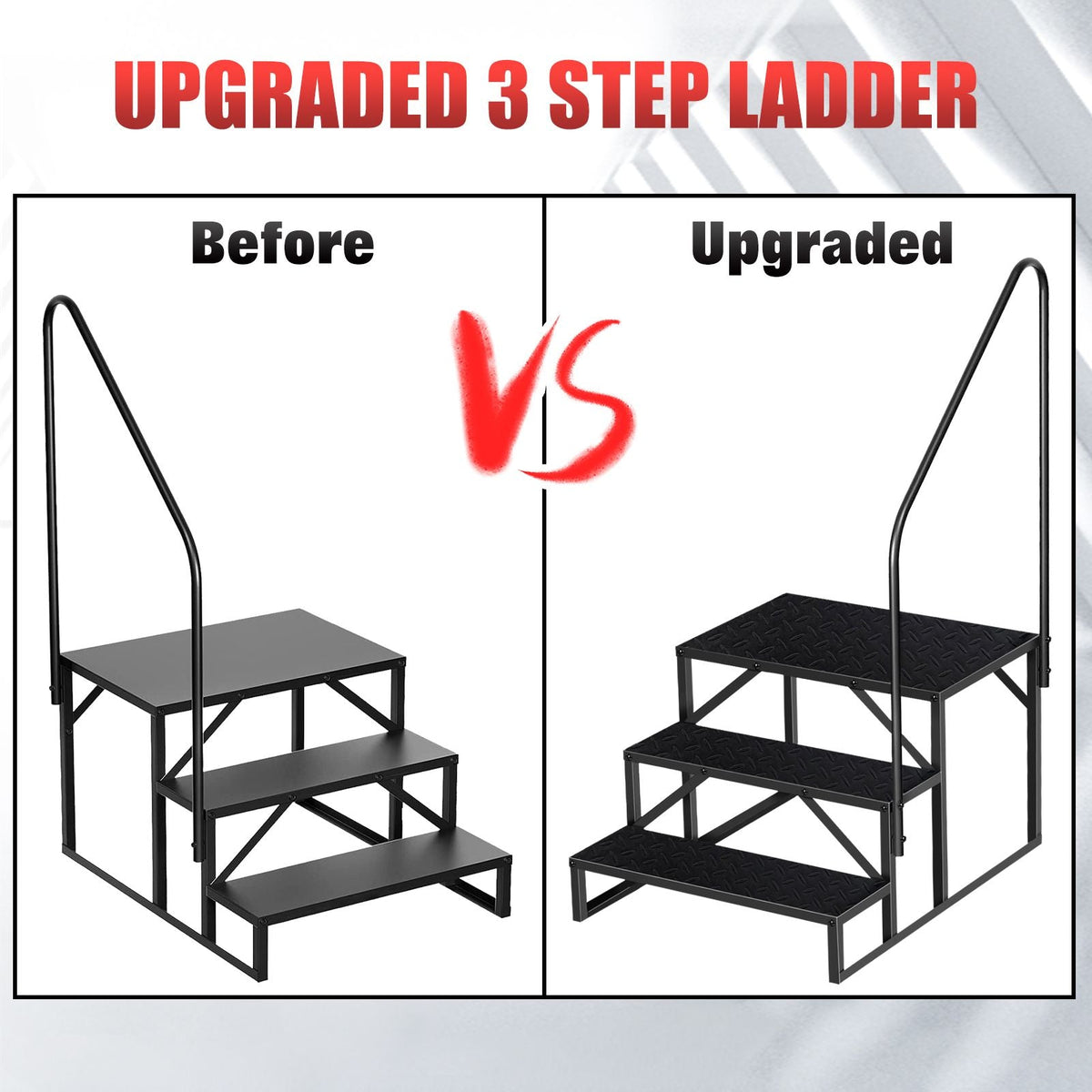 Hot Tub Steps Outdoor, 2 RV Steps with Handrail, Portable RV Stairs 3 Step, Heavy Duty Truck Camper Steps Ladders for Travel Trailers, 5th Wheel, Motor Home, Spa, and Porch
