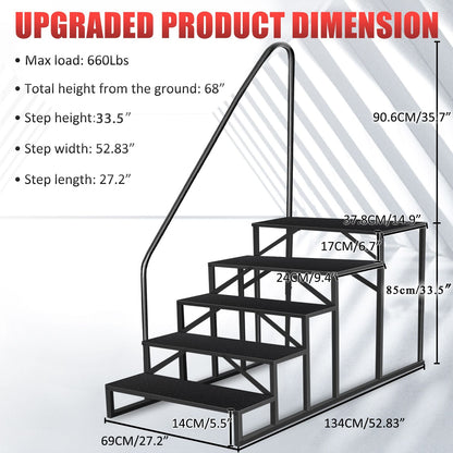 Hot Tub Steps Outdoor, 2 RV Steps with Handrail, Portable RV Stairs 3 Step, Heavy Duty Truck Camper Steps Ladders for Travel Trailers, 5th Wheel, Motor Home, Spa, and Porch