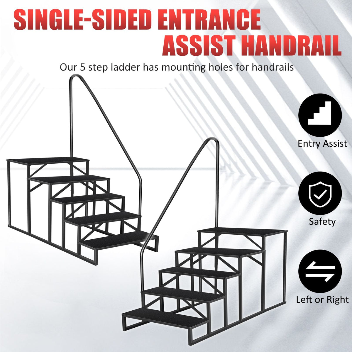 Hot Tub Steps Outdoor, 2 RV Steps with Handrail, Portable RV Stairs 3 Step, Heavy Duty Truck Camper Steps Ladders for Travel Trailers, 5th Wheel, Motor Home, Spa, and Porch