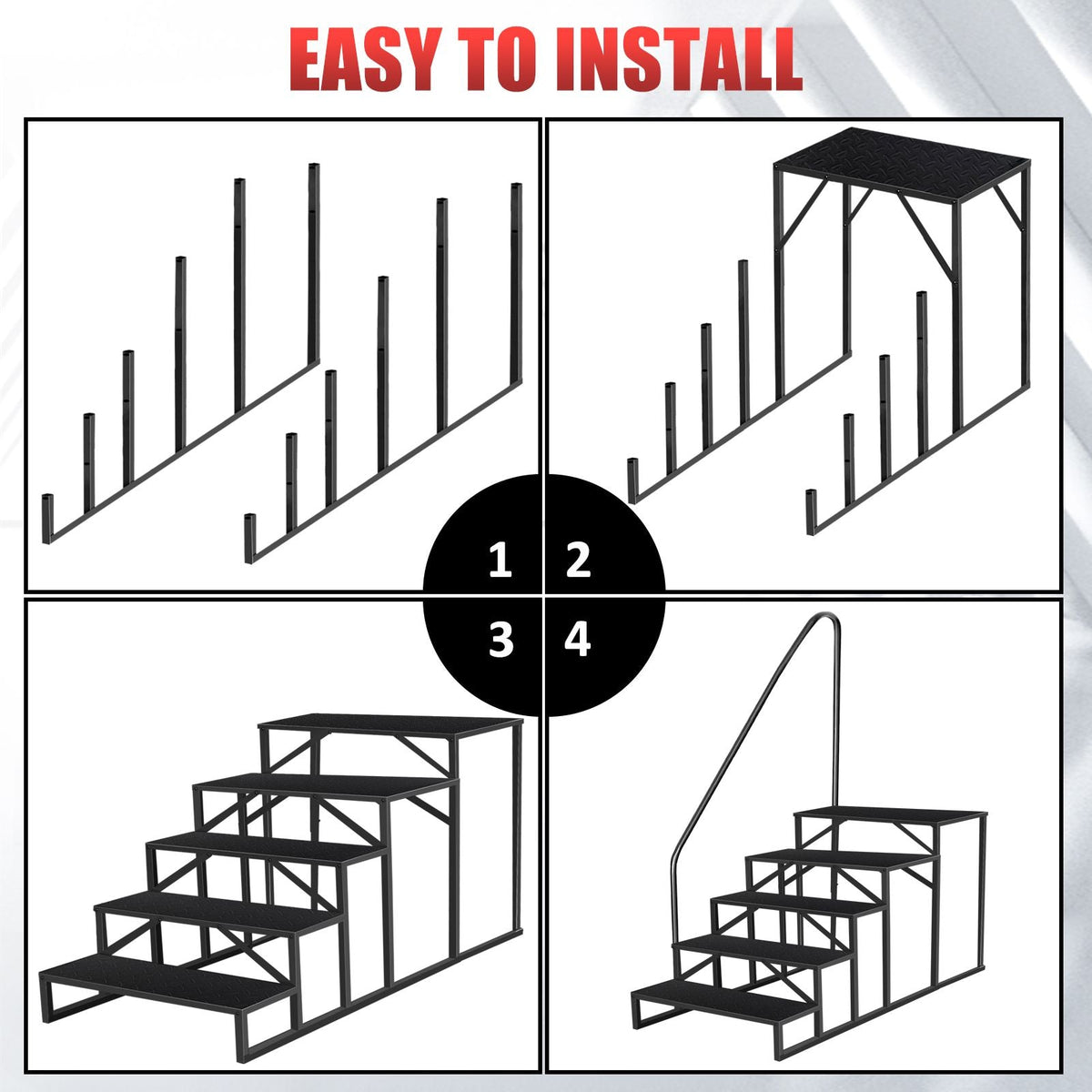 Hot Tub Steps Outdoor, 2 RV Steps with Handrail, Portable RV Stairs 3 Step, Heavy Duty Truck Camper Steps Ladders for Travel Trailers, 5th Wheel, Motor Home, Spa, and Porch
