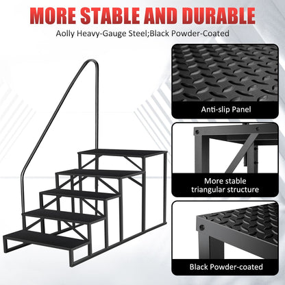 Hot Tub Steps Outdoor, 2 RV Steps with Handrail, Portable RV Stairs 3 Step, Heavy Duty Truck Camper Steps Ladders for Travel Trailers, 5th Wheel, Motor Home, Spa, and Porch