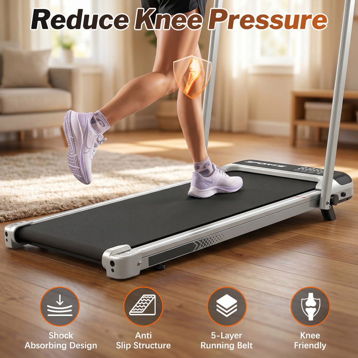 3-In-1 Under Desk Treadmill with Incline - Antique Silver
