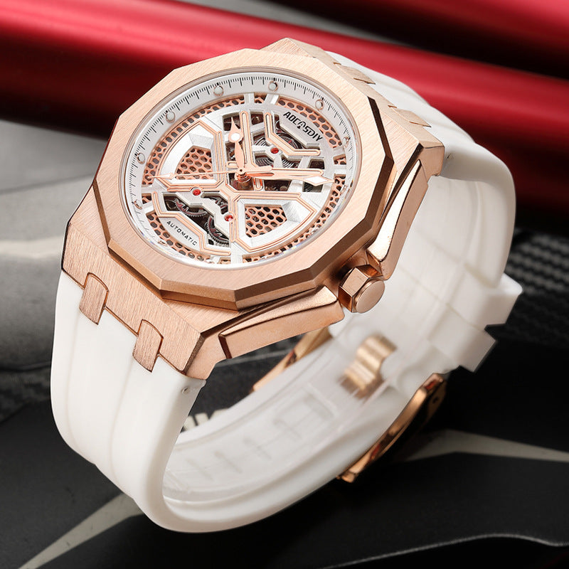Trendy Hollow Mechanical Watch With Luminous Display And Water Resistance For Men