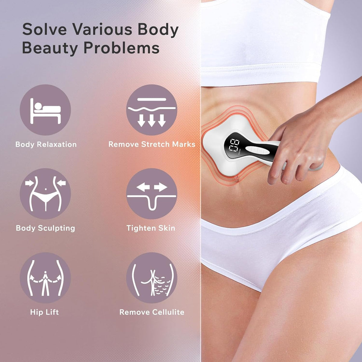 Depsoul Cellulite Massager Body Machine - 3 Modes 10 Levels with Heating Function Electric Massage Machine Body for Leg, Arm, Belly, Waist, Buttocks, Back
