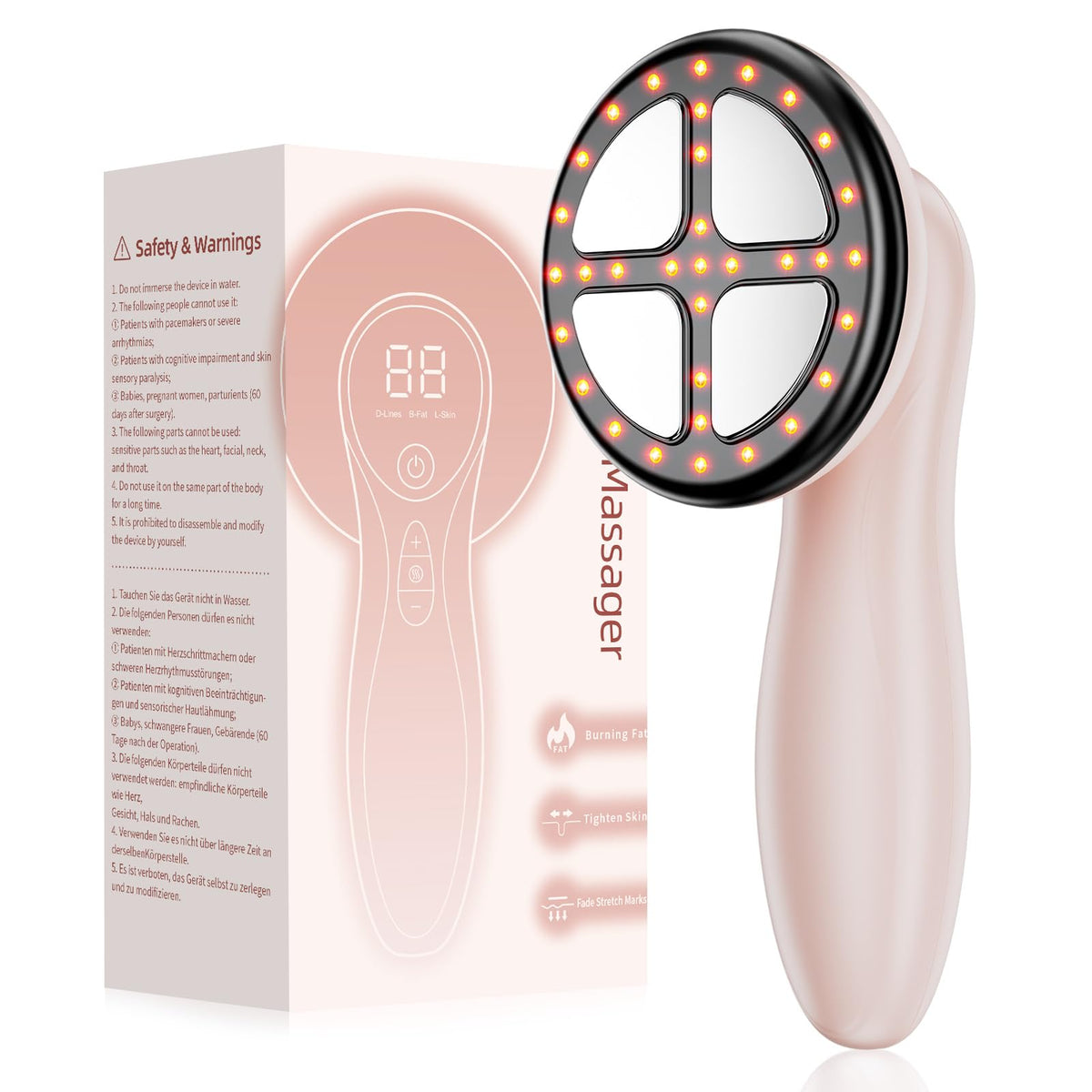 Depsoul Cellulite Massager for Women Handheld Body Massager - Cordless Massager for Belly, Arm, Waist, Leg, Butt, Back, White-4g9722