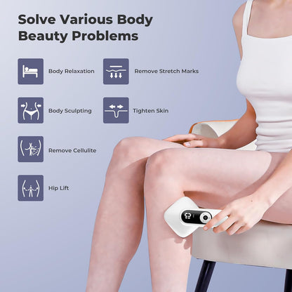 Depsoul Cellulite Massager for Women Handheld Body Massager - Cordless Massager for Belly, Arm, Waist, Leg, Butt, Back, White-4g9722