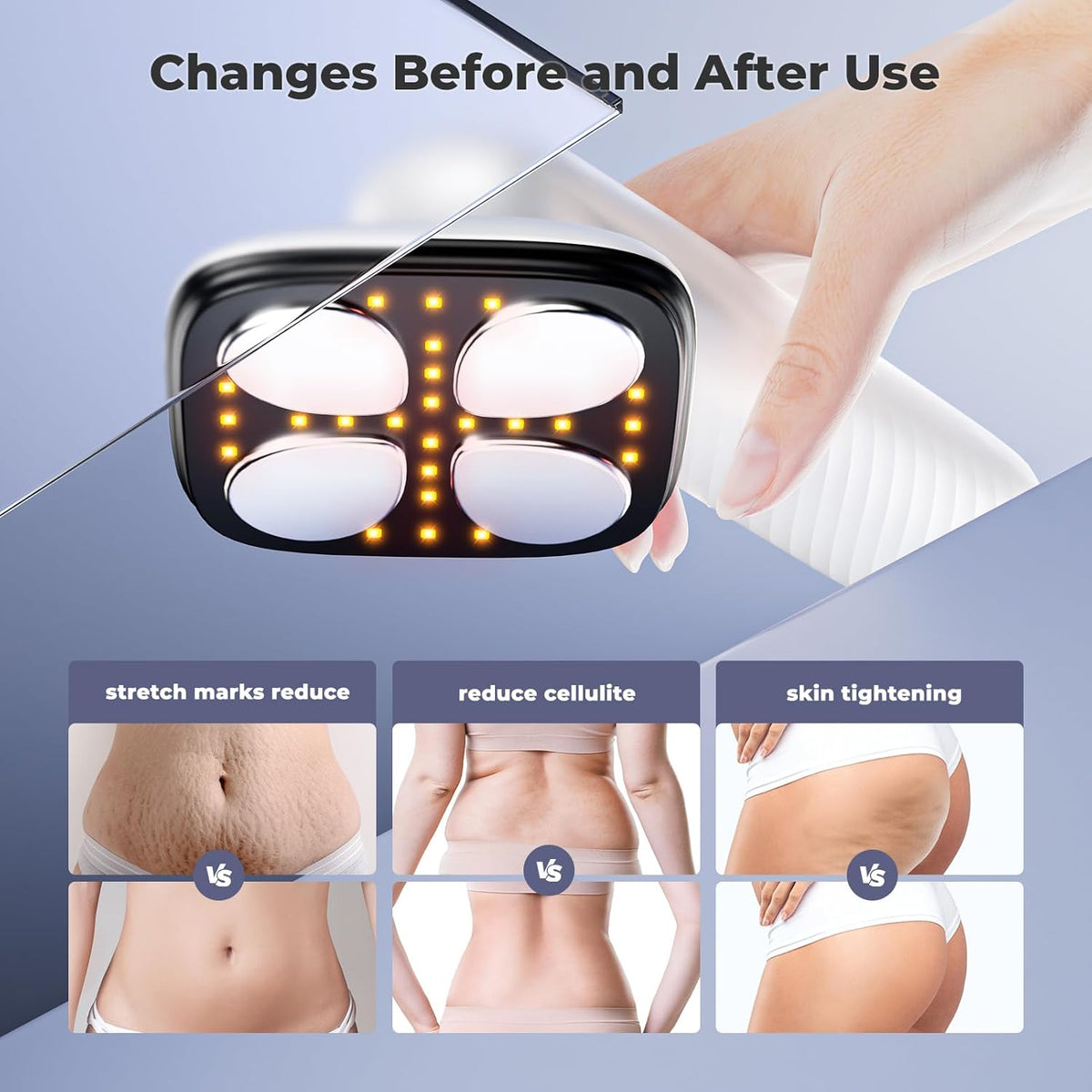 Depsoul Cellulite Massager for Women Handheld Body Massager - Cordless Massager for Belly, Arm, Waist, Leg, Butt, Back, White-4g9722