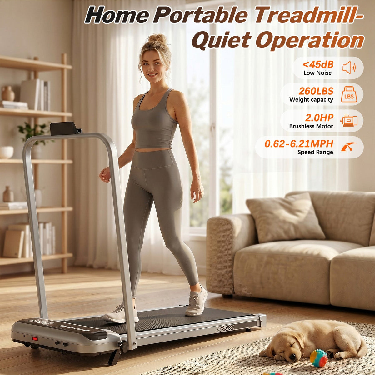 3-In-1 Under Desk Treadmill with Incline - Antique Silver