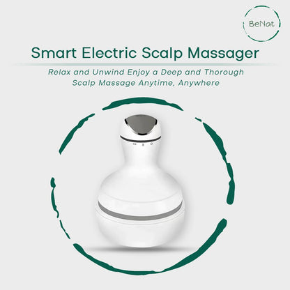 Smart Scalp Massager - Cordless Waterproof Handheld Head & Body Massage Device with 4 Modes for Hair Growth, Stress Relief & Relaxation (White)