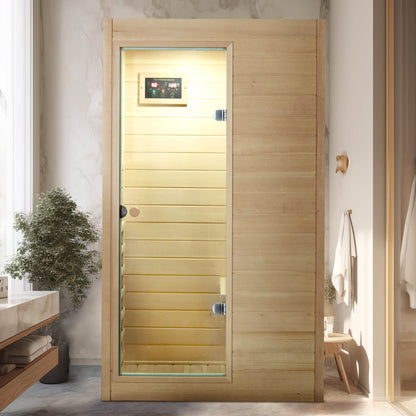 Far Infrared Sauna Room with 5 Epoxy Heating Panels - Spruce Wood